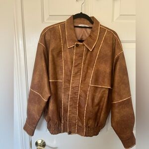 12th Tribe London Calling cognac oversized faux leather jacket